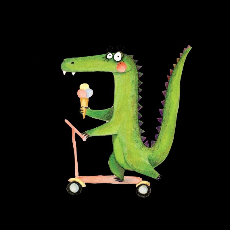 Crocodile on scooter