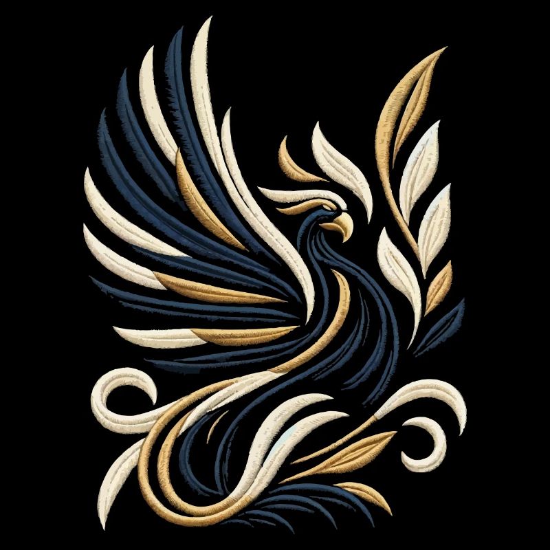 Golden Phoenix Embroidery Tee