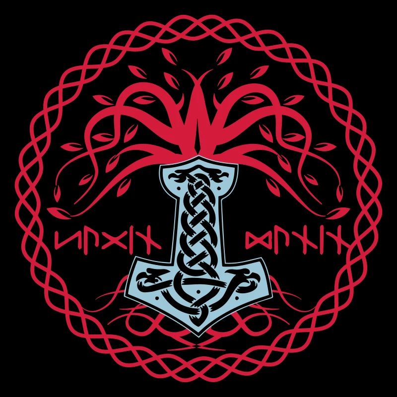 Hammer Mjolnir mit Hugin and Munin