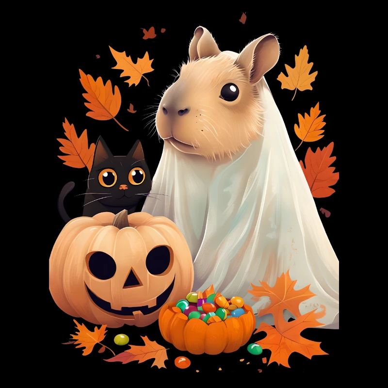 Halloween Capybara Katze Geist Geschenkidee
