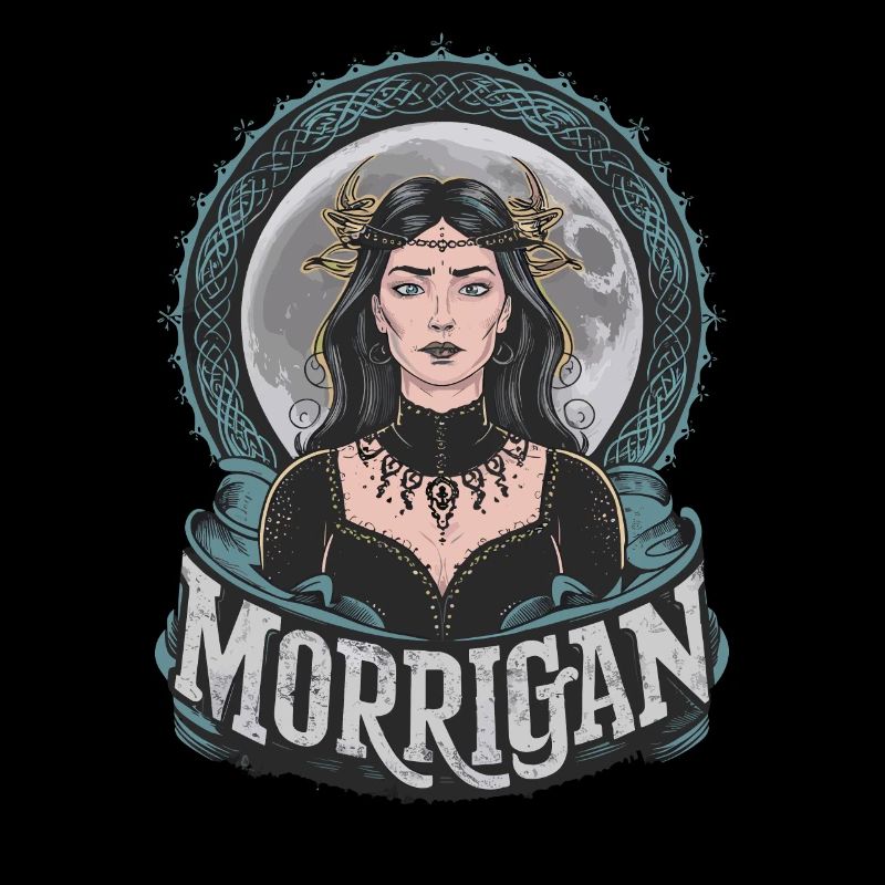 Mystical Moon Goddess Morrigan with Celtic Designs