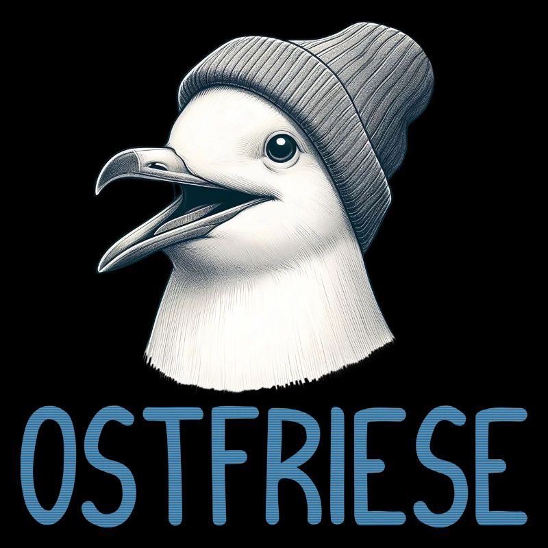 Gute Laune Ostfriese - Moin Möwe mit Beanie Mütze