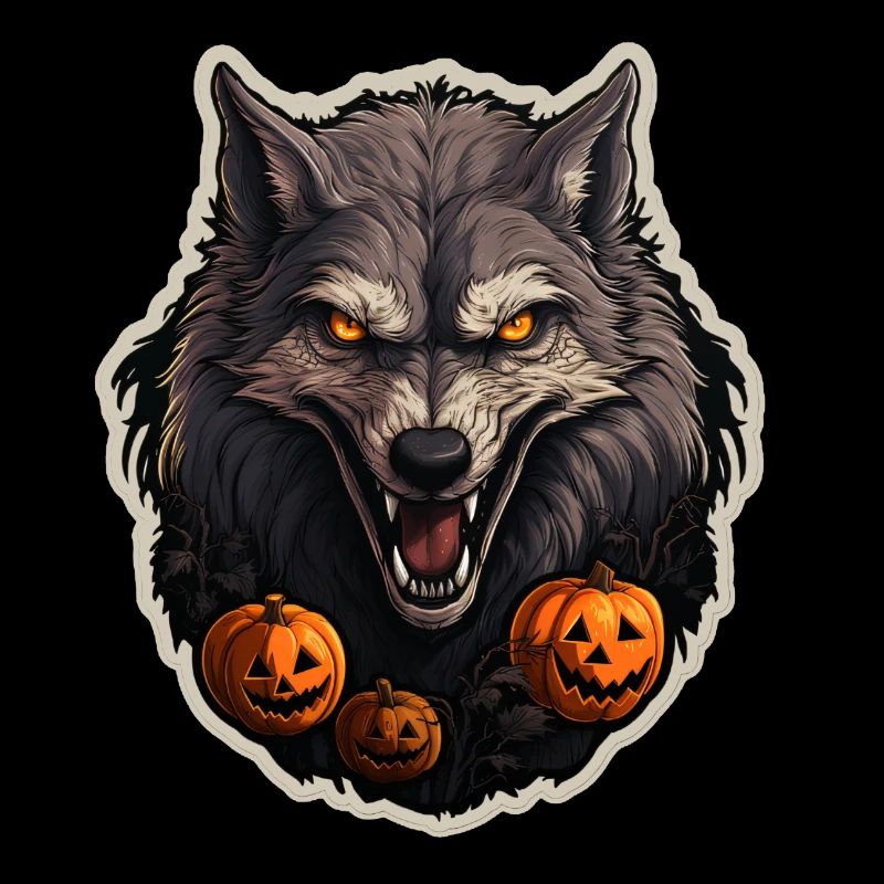 Halloween Wolf with Pumpkin