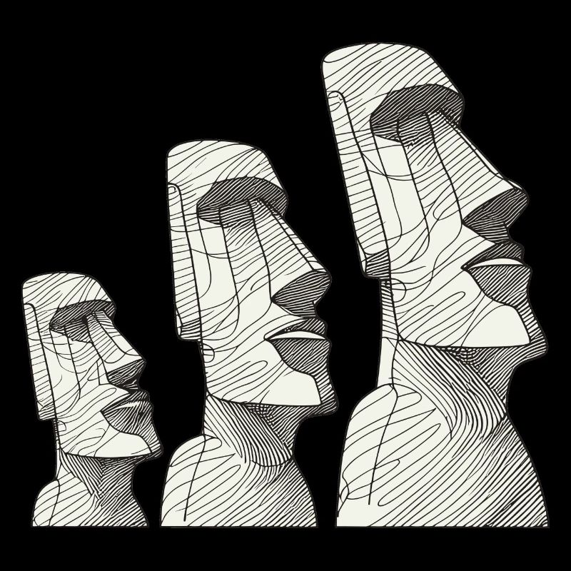 3 Statues en pierre de têtes de pierre Moai de l’île de Pâques