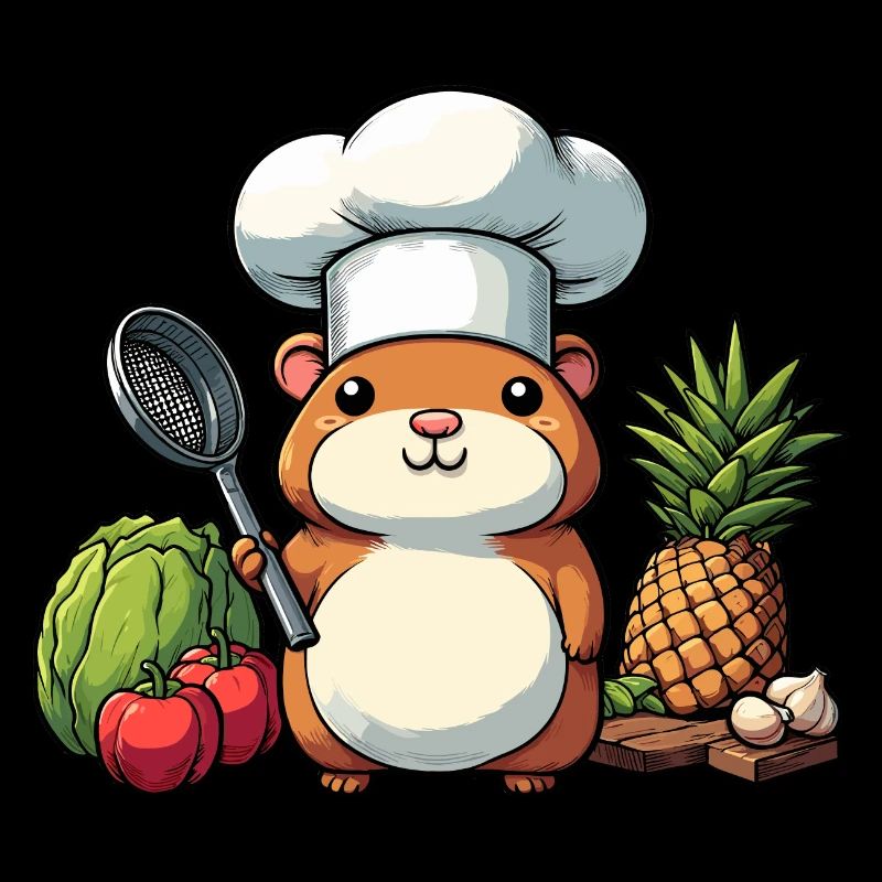 Chef Hamster Capybara avec chapeau de chef Cuisiniers