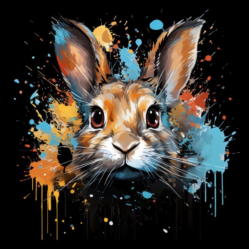 Rabbit Head Rabbit Color Splash Bunny