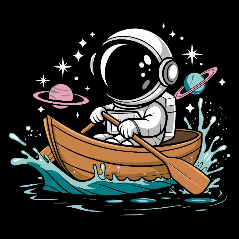 An Astronaut Boating Paddle Boat