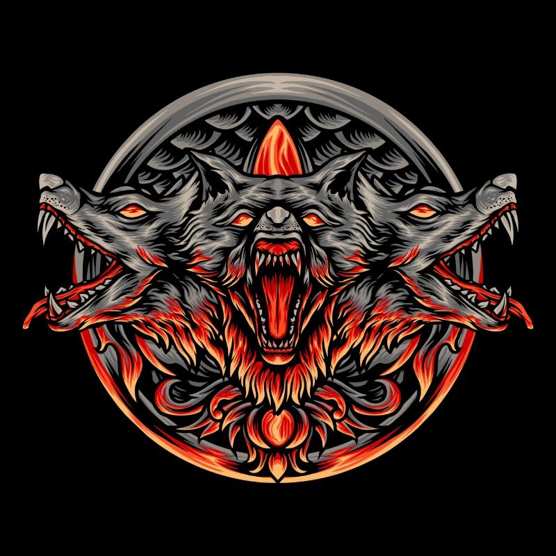 Wolf Head Cerberus Créatures grecques mythiques