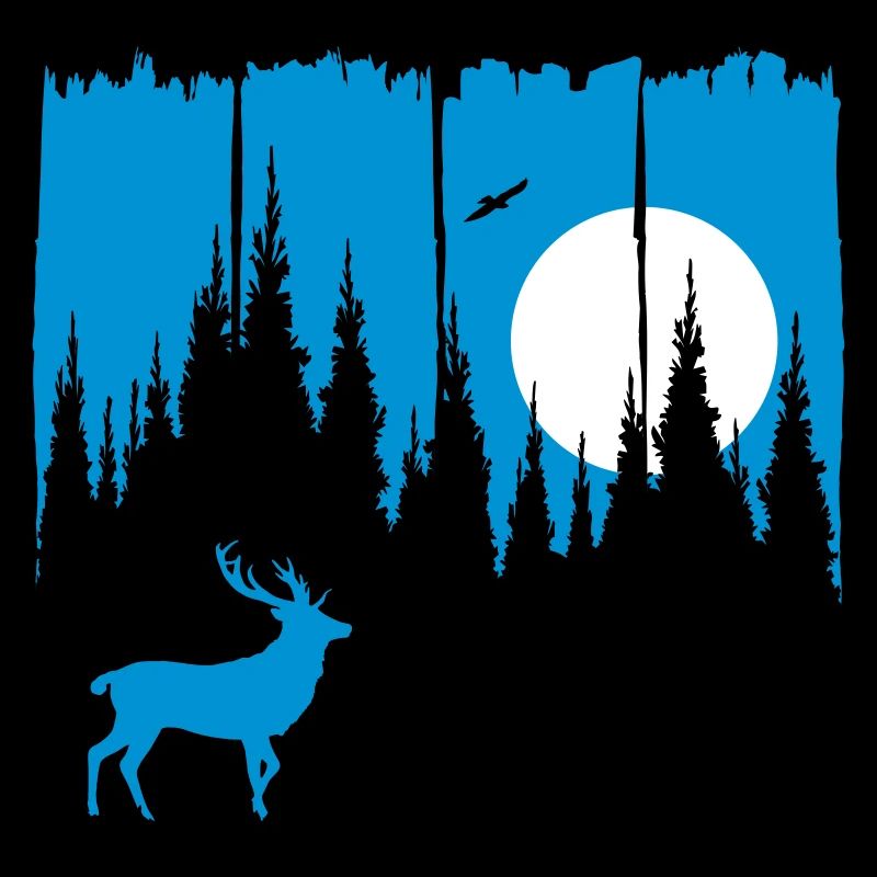 Hirsch vor Mond/Sonne Waldbewohner Wald Rehbock