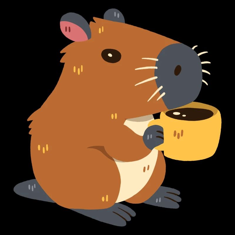 Capybara boit du café