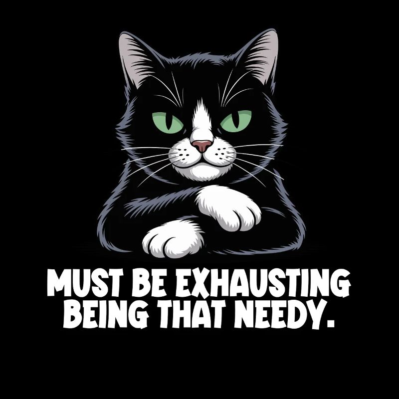 Chat noir nécessiteux sarcastique