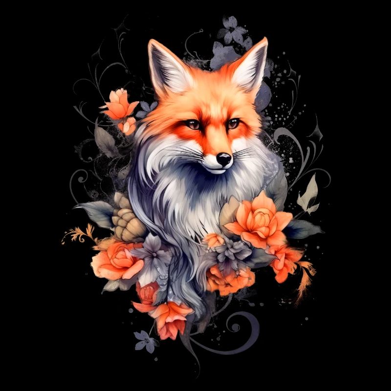 Renard et fleurs