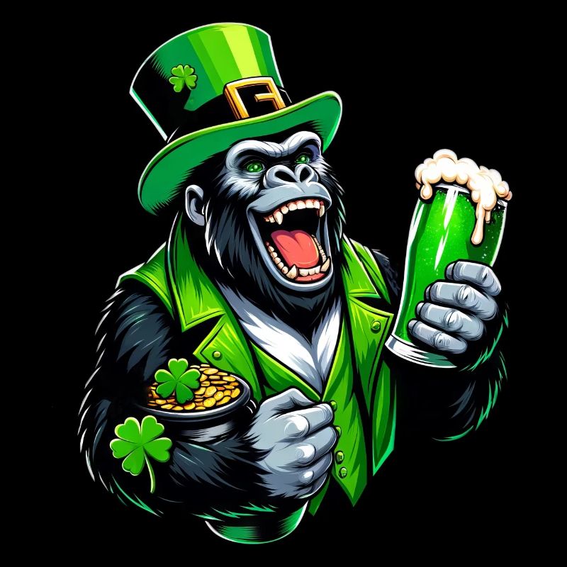 Gorilla feiert St. Patrick's mit Bier Cartoon