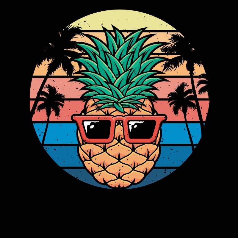 PineApple And Pine Retro Design For Beach