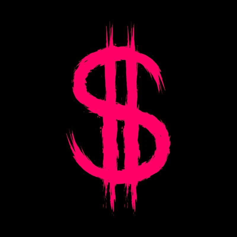 Signe dollar signe dollar argent brosse rose