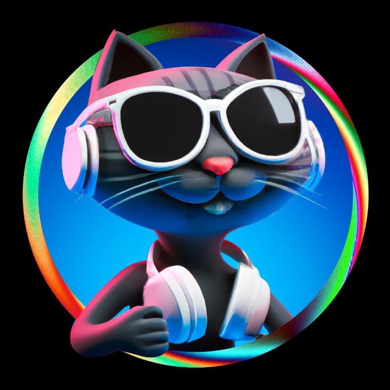 Katze Brille Turntable DJ Disco Club Kopfhörer