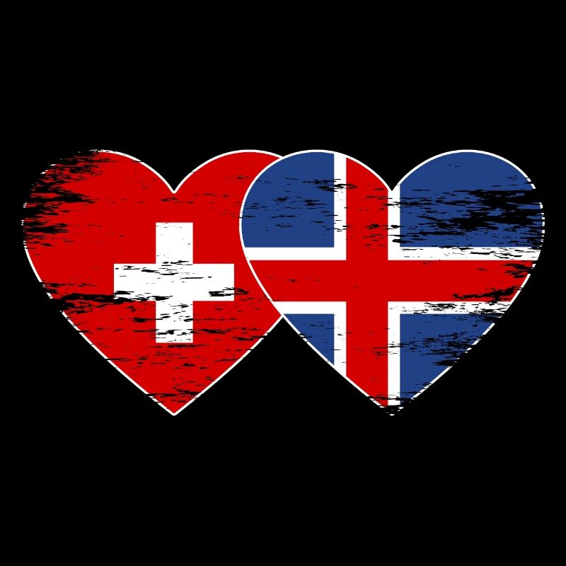 Suisse Islande Drapeau Coeur utilisé
