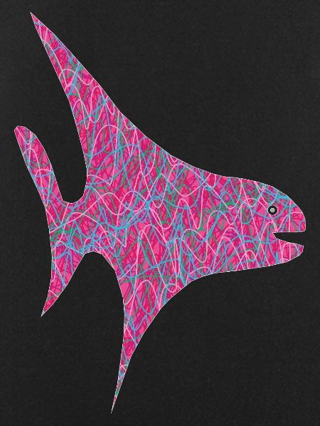 Neon Scribble Fisch Muster