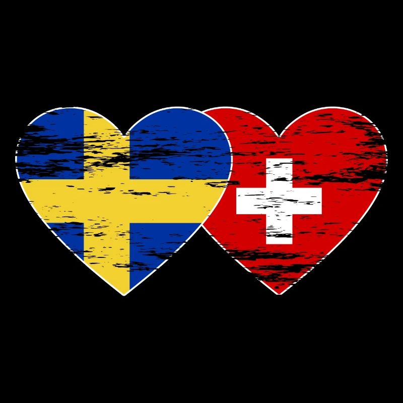 Suède Suisse Drapeau Coeur Utilisé