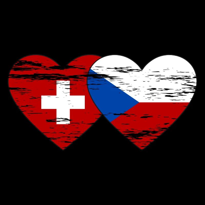 Suisse République Tchèque Drapeau Coeur Utilisé