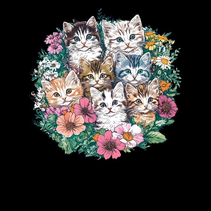 Gang de chats de fleurs