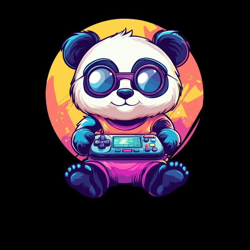 Gamer Panda avec console