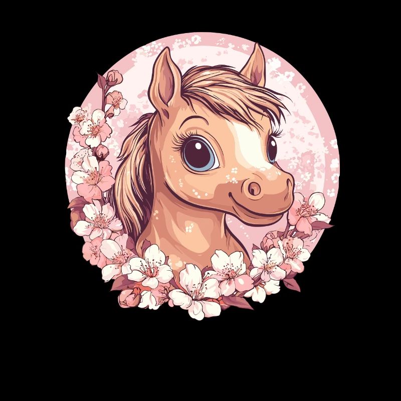 Fröhliches Pony mit Blüten