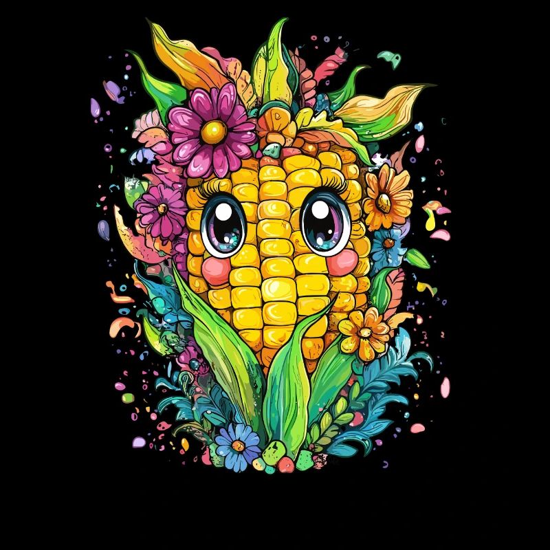 Maïs joyeux avec des fleurs