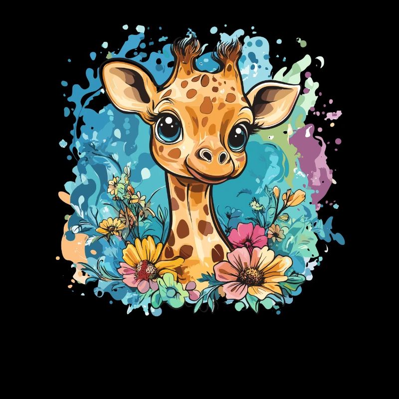 Fröhliche Giraffe mit Blumen