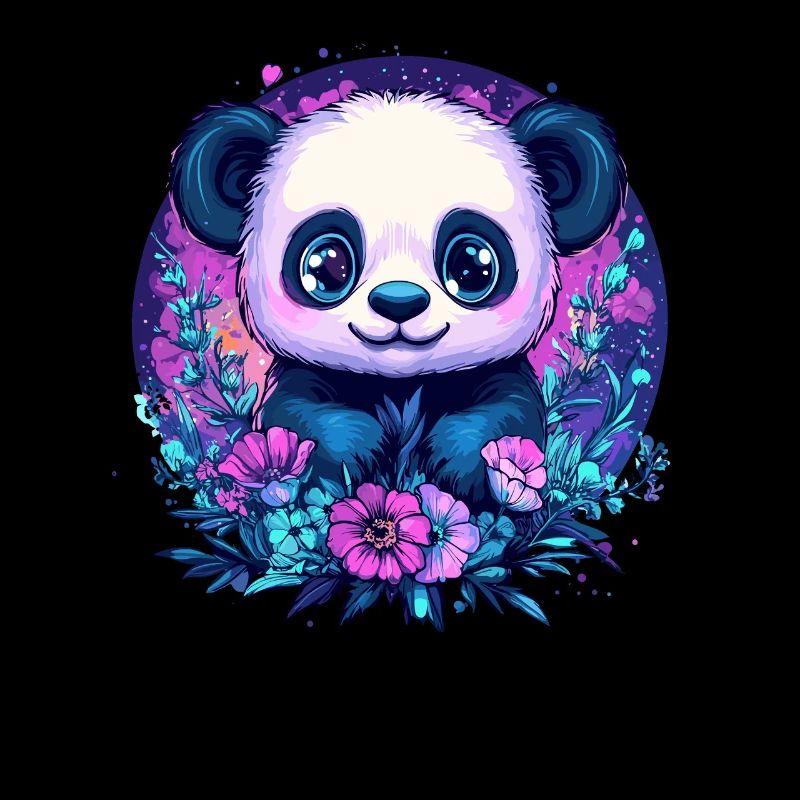 Panda with flowers