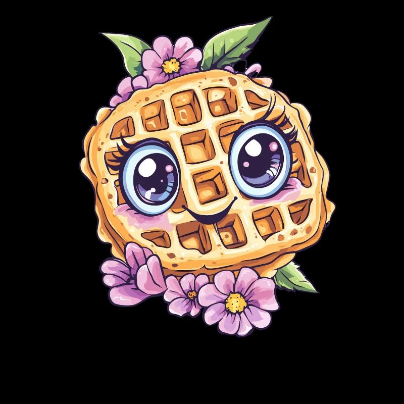 Lächelnde Waffel mit Blumen