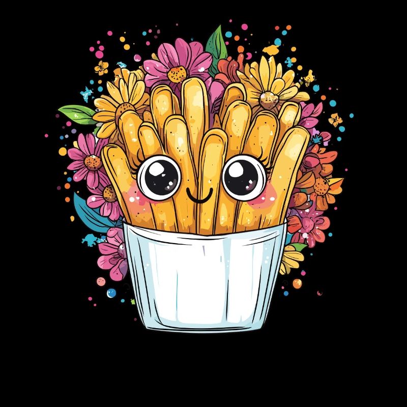 Frites mignonnes avec couronne de fleurs