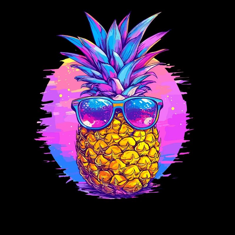 Pineapple with retro sunglasses