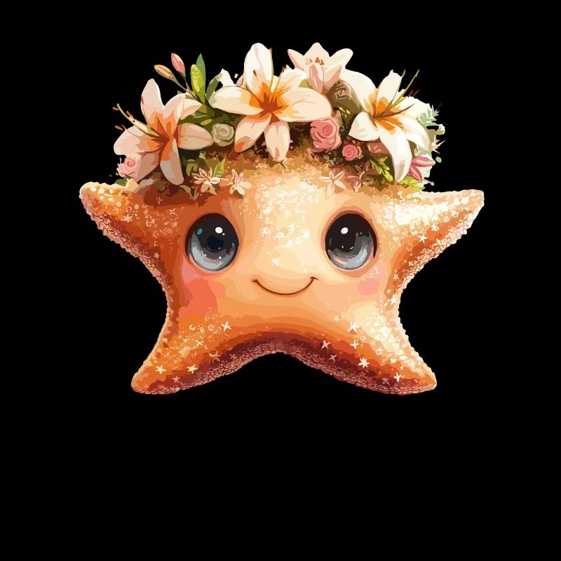 Étoile de mer avec couronne de fleurs