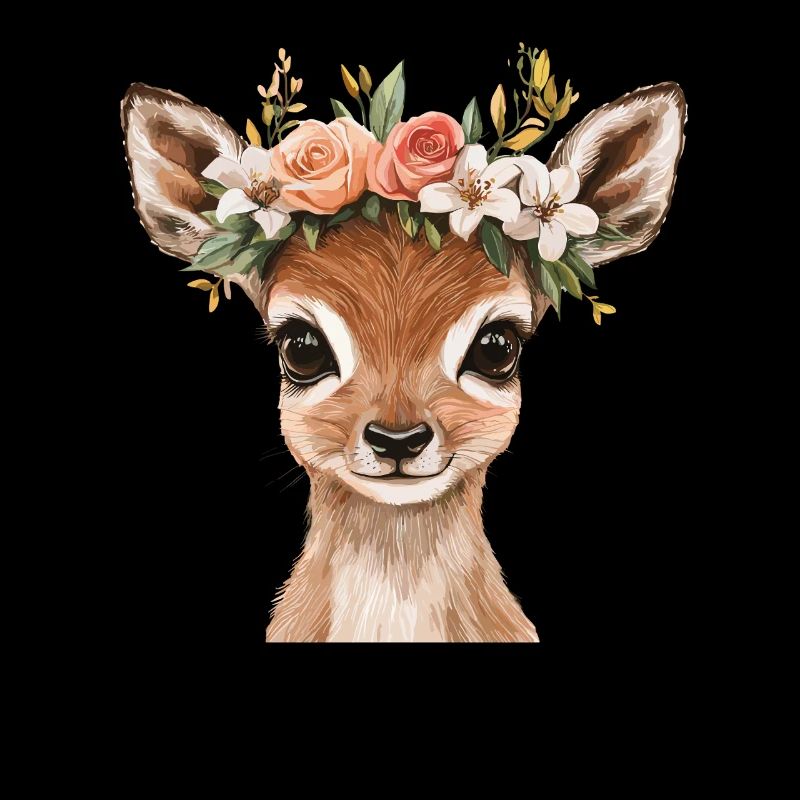 Fauve avec couronne de fleurs