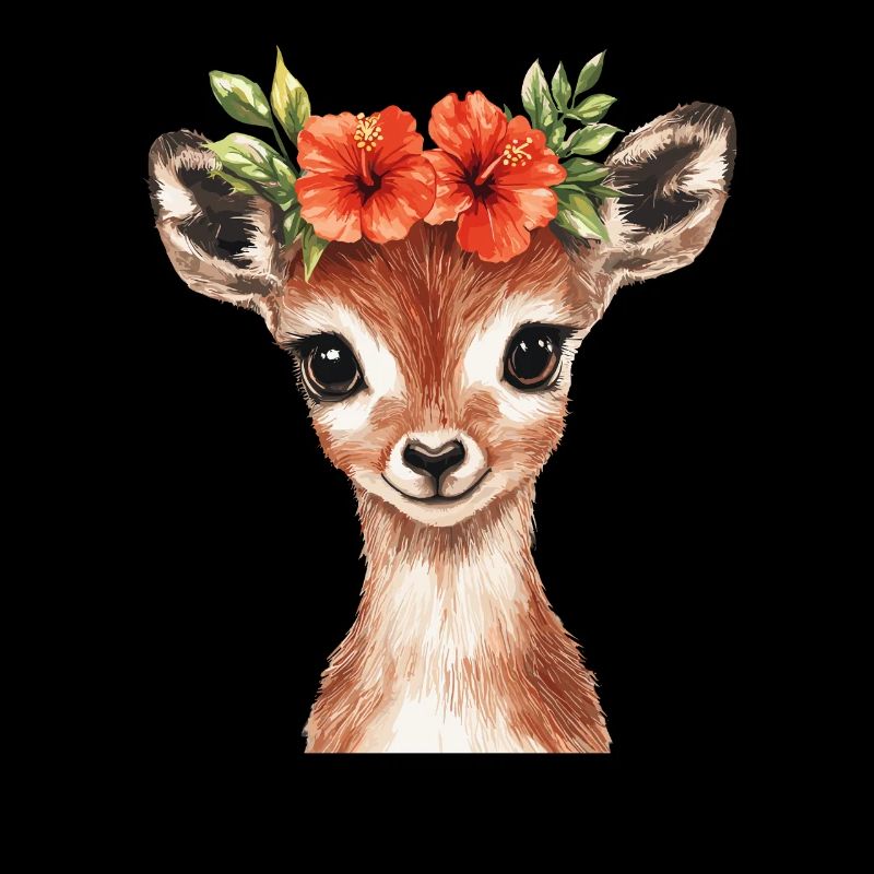 Cerf avec couronne de fleurs