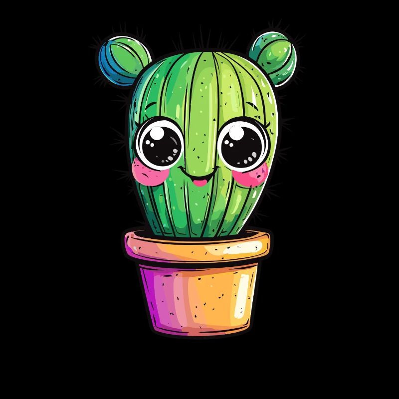 Cactus with colorful pot