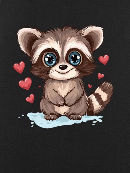 Raccoon with Hearts