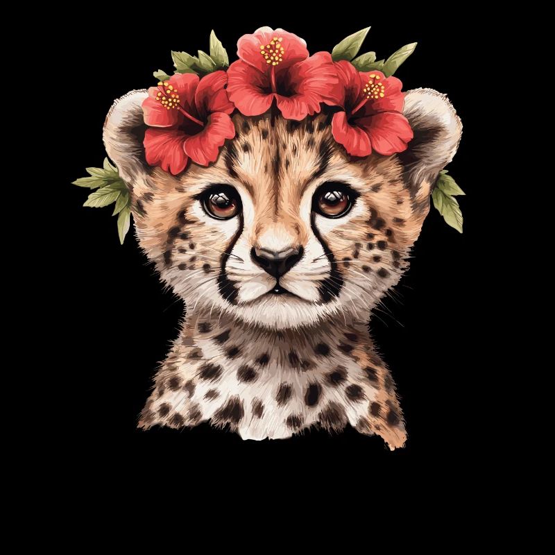 Guépard à l’hibiscus