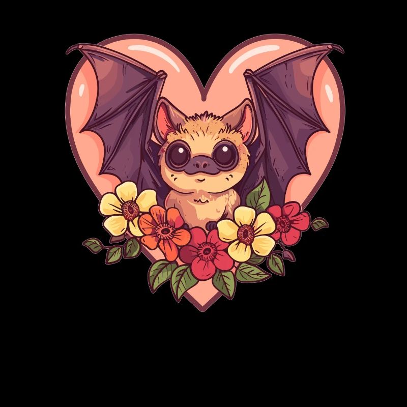 Fledermaus mit Blütenherz