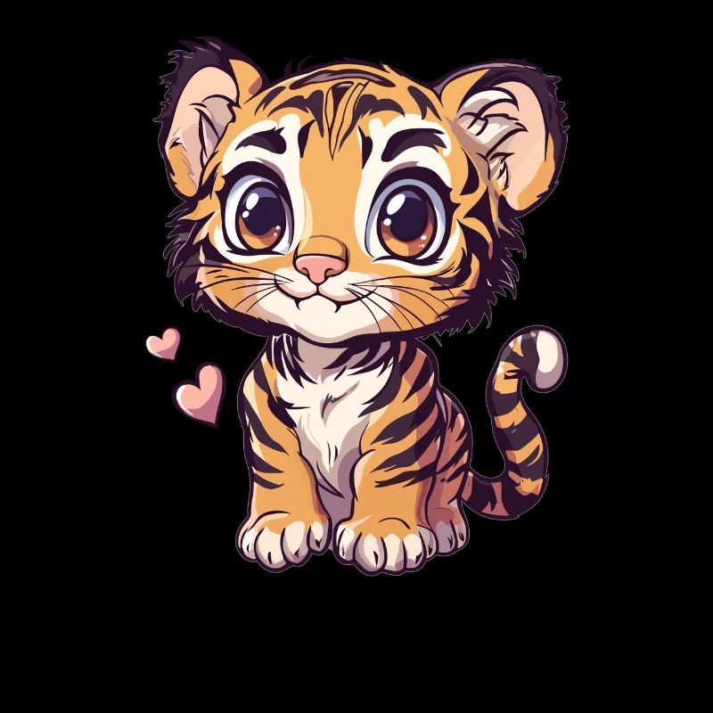 Bébé tigre avec des coeurs