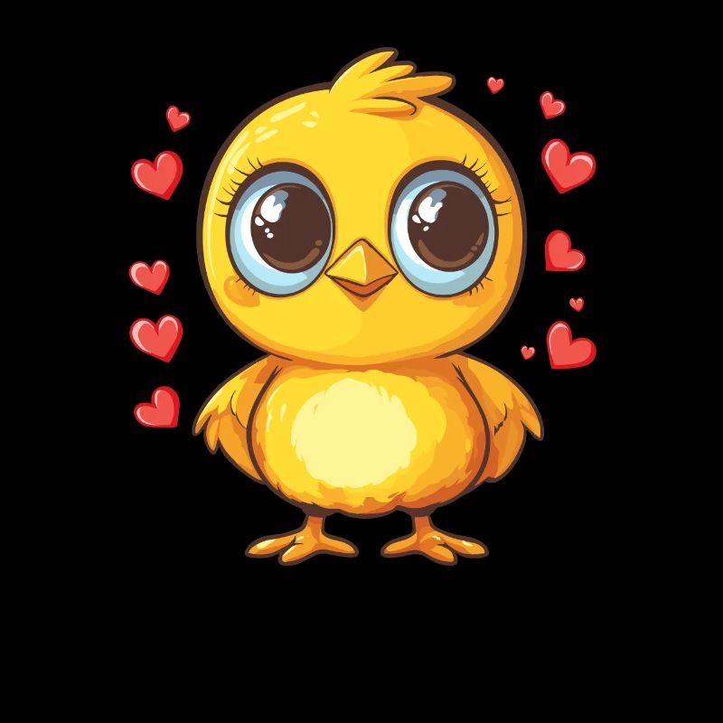 Chick with hearts