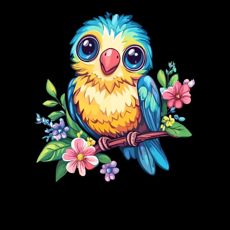 Oiseau coloré avec des fleurs