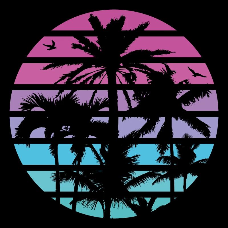 Palm Trees Retro Sun
