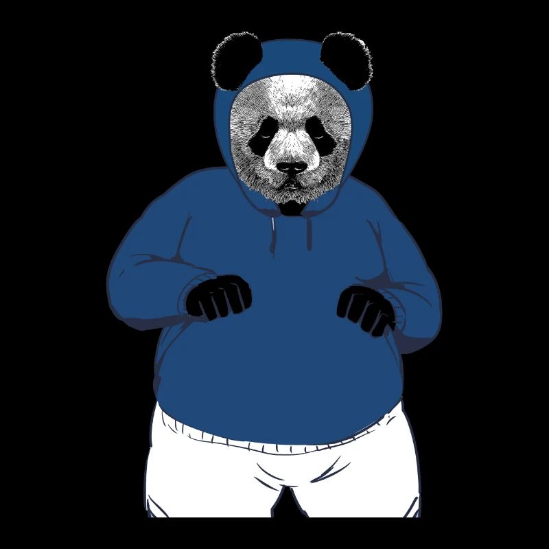 Ours panda avec sweat à capuche, pull à capuche / boxer pose