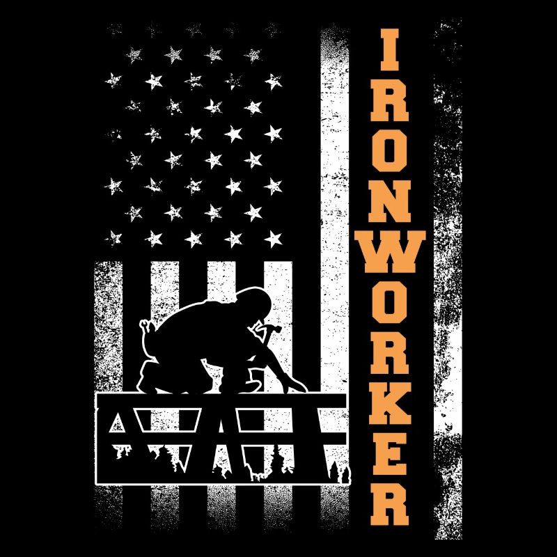 Ironworker Flag USA Peasant Worker Craftsman
