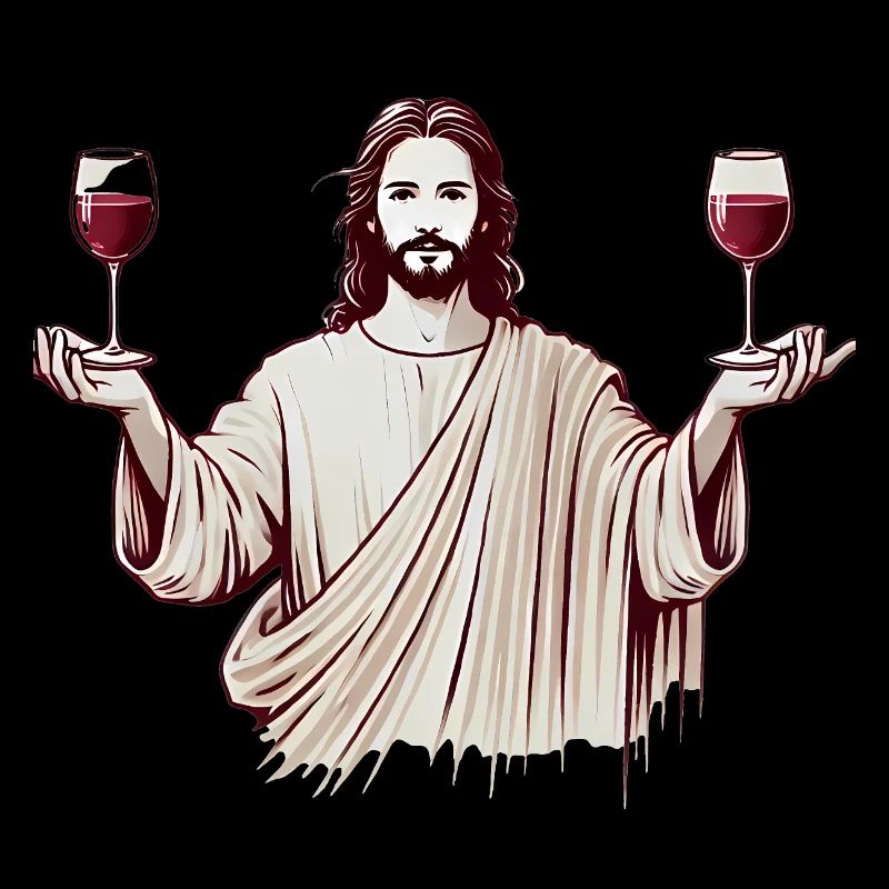 Schluck Geist Jesus mit Weingläsern