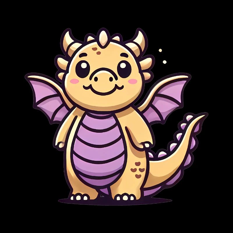 Illustration de dessin animé de dragon doré mignon