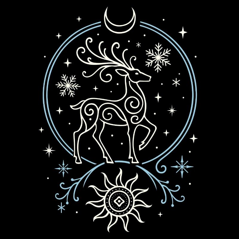 Yule Hirsch mit Sonne, Mond und Geweih