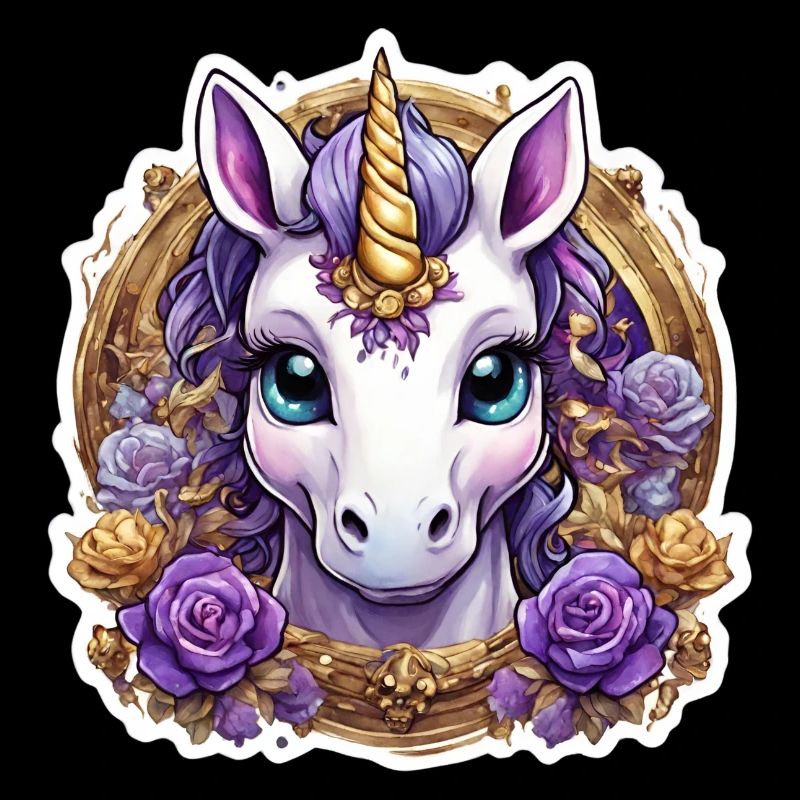 Licorne avec des Roses colorées - Licorne douce
